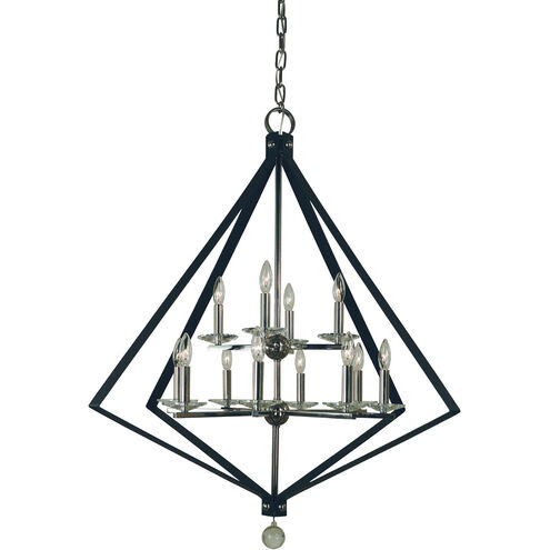 Ice 12 Light 38 inch Polished Nickel with Satin Pewter Accents Chandelier Ceiling Light