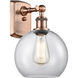 Ballston Athens LED 8 inch Antique Copper Sconce Wall Light in Clear Glass, Ballston