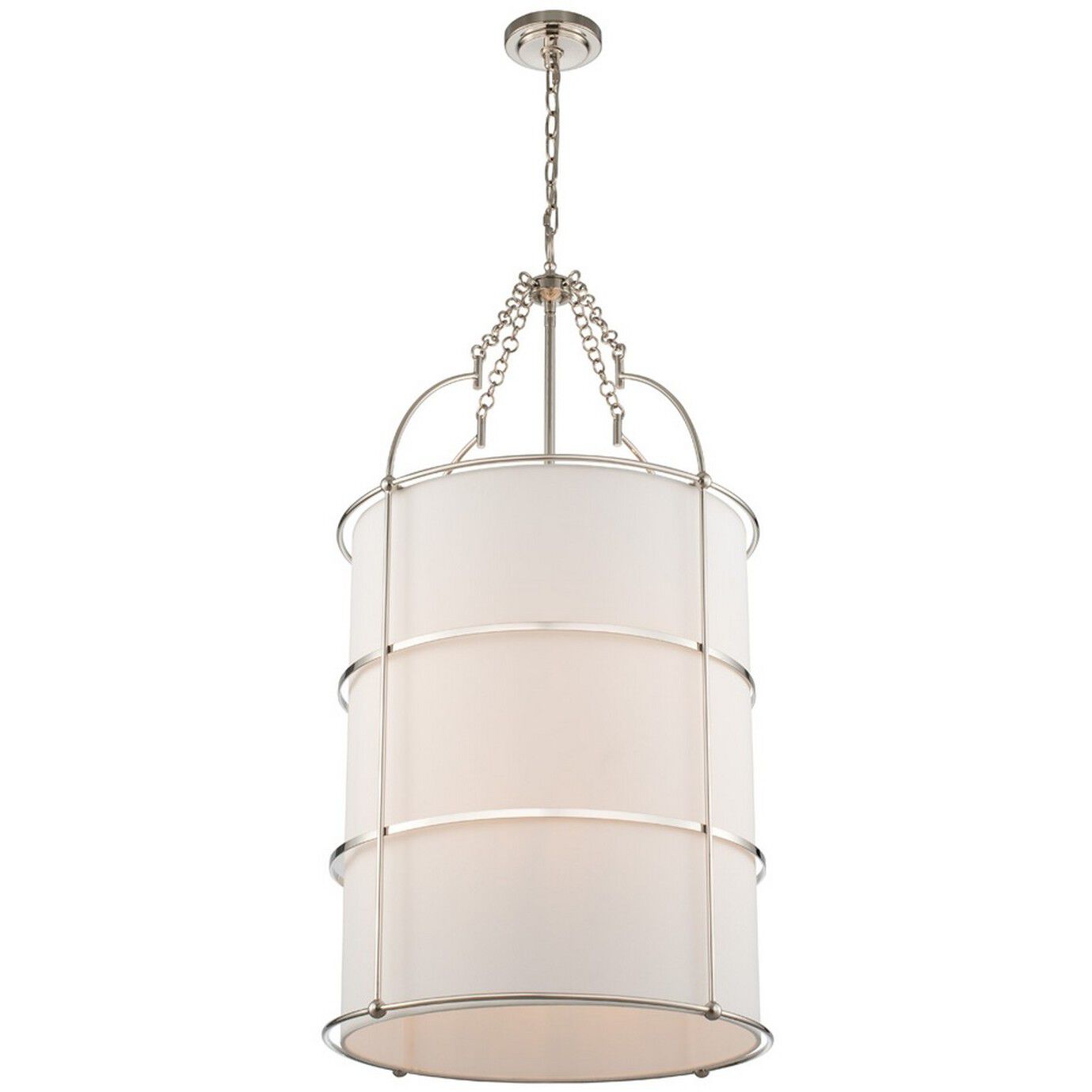 Carson 8 Light 20 inch Polished Nickel Foyer Pendant Ceiling Light in Off White
