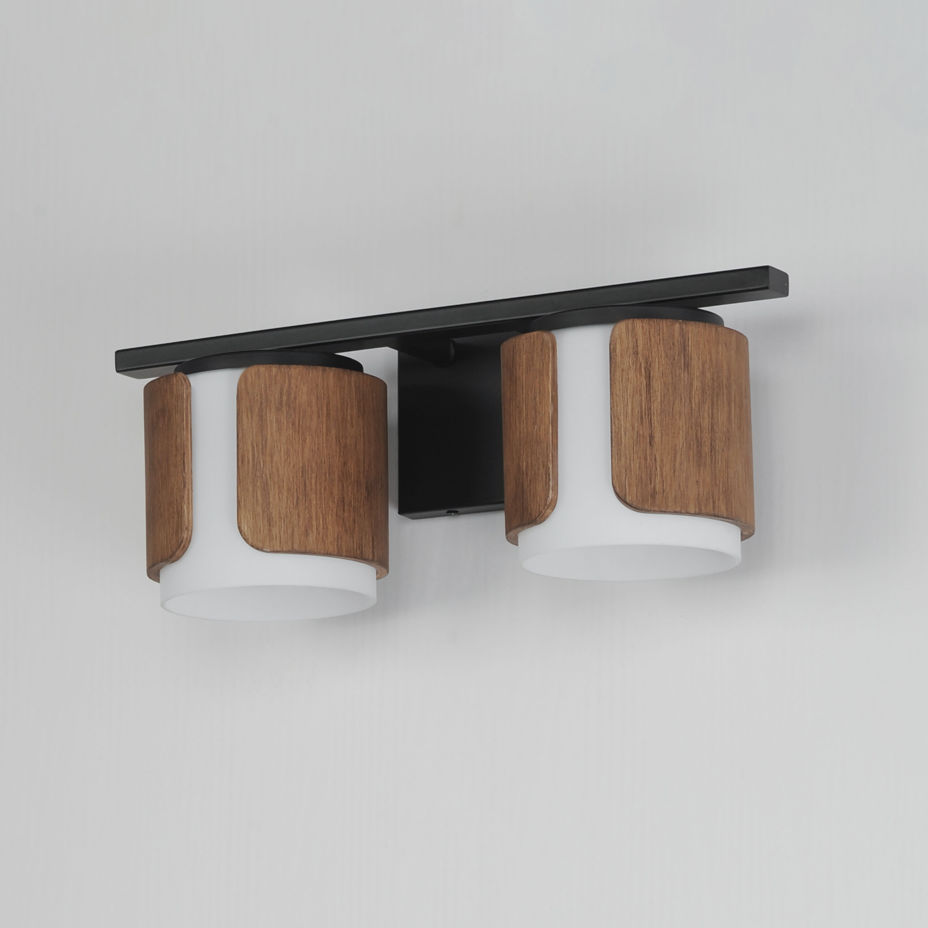 Draughtsman 2 Light 18 inch Walnut and Black Bath Vanity Light Wall Light in Satin White