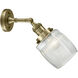 Franklin Restoration Colton 1 Light 6 inch Antique Brass Sconce Wall Light in Incandescent, Clear Halophane Glass, Franklin Restoration
