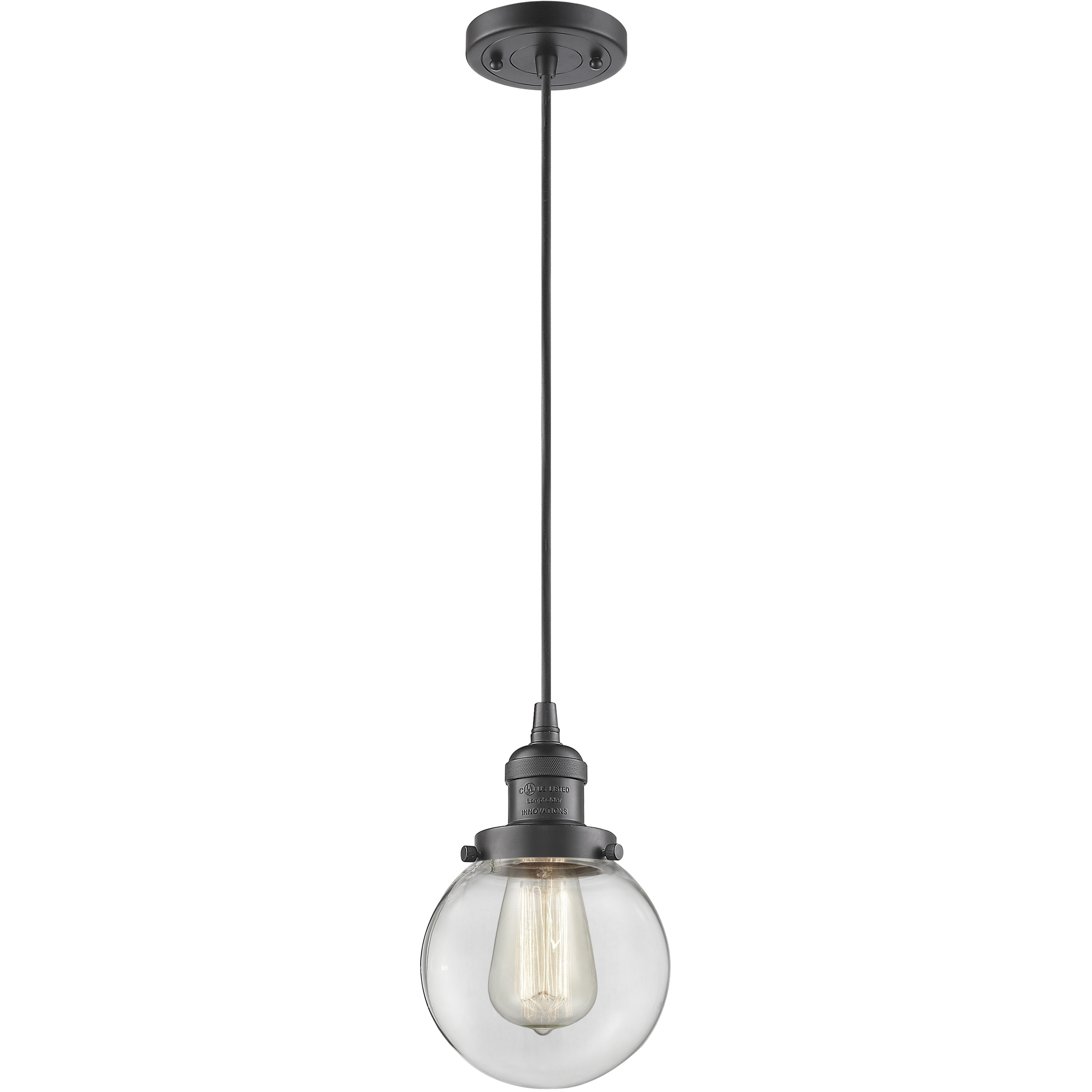 Franklin Restoration Beacon 1 Light 6 inch Oil Rubbed Bronze Mini Pendant Ceiling Light in Incandescent, Clear, Franklin Restoration