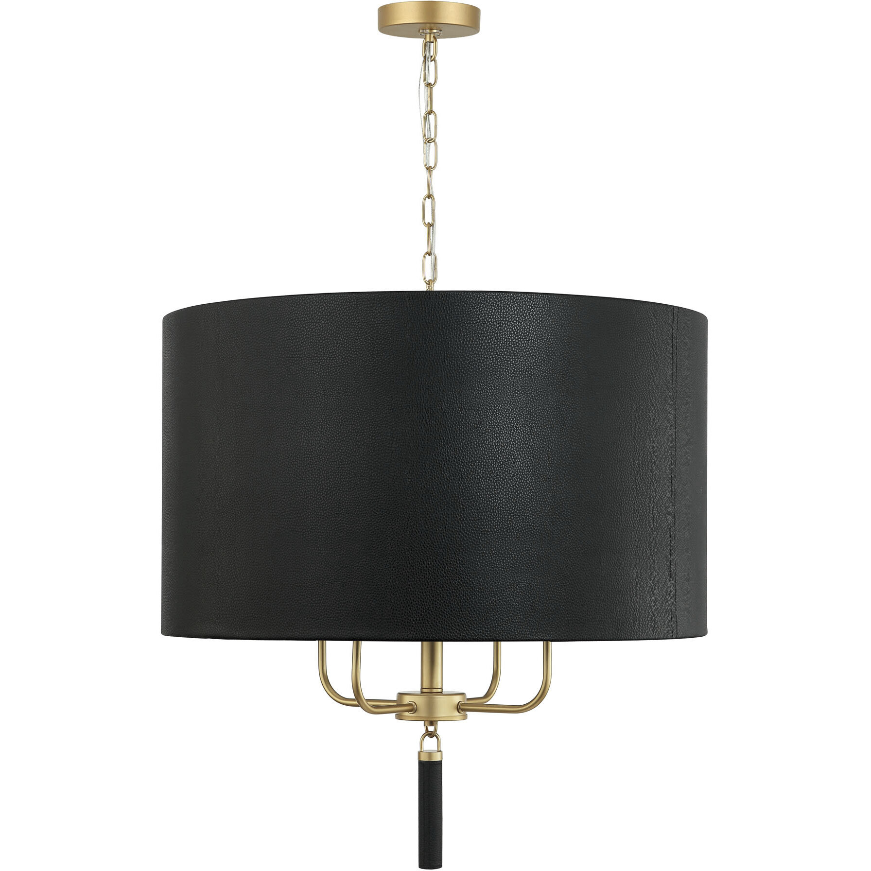 Secret Agent 4 Light 24 inch Gold and Black Leather Pendant Ceiling Light in Painted Gold and Black Leather
