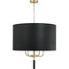 Secret Agent 4 Light 24 inch Gold and Black Leather Pendant Ceiling Light in Painted Gold and Black Leather