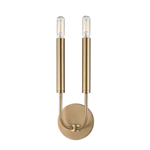 Gideon 2 Light 4.75 inch Aged Brass ADA Wall Sconce Wall Light