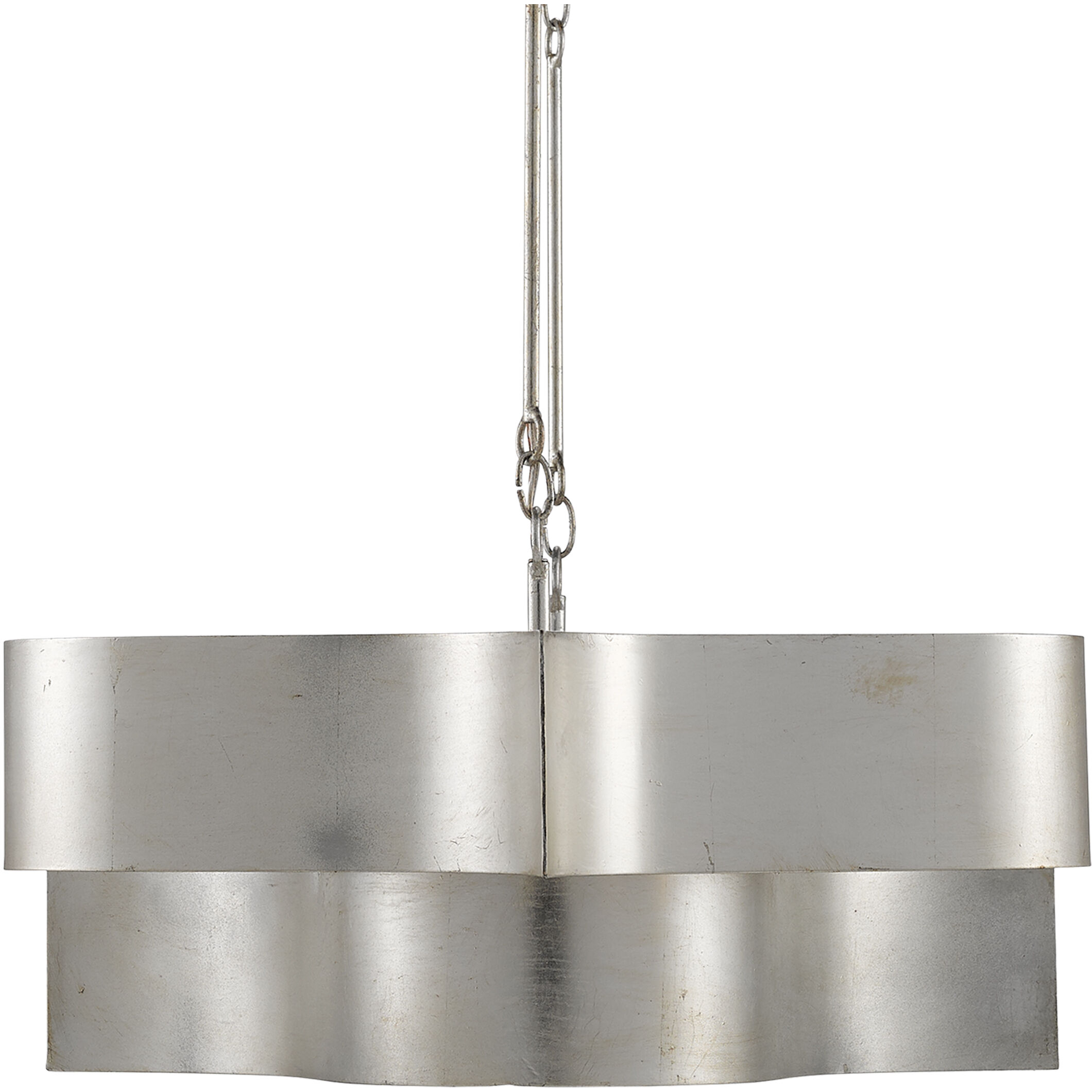 Grand Lotus 6 Light 50.5 inch Contemporary Silver Leaf Chandelier Ceiling Light, Oval