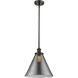 Ballston X-Large Cone 1 Light 8 inch Oil Rubbed Bronze Pendant Ceiling Light in Plated Smoke Glass