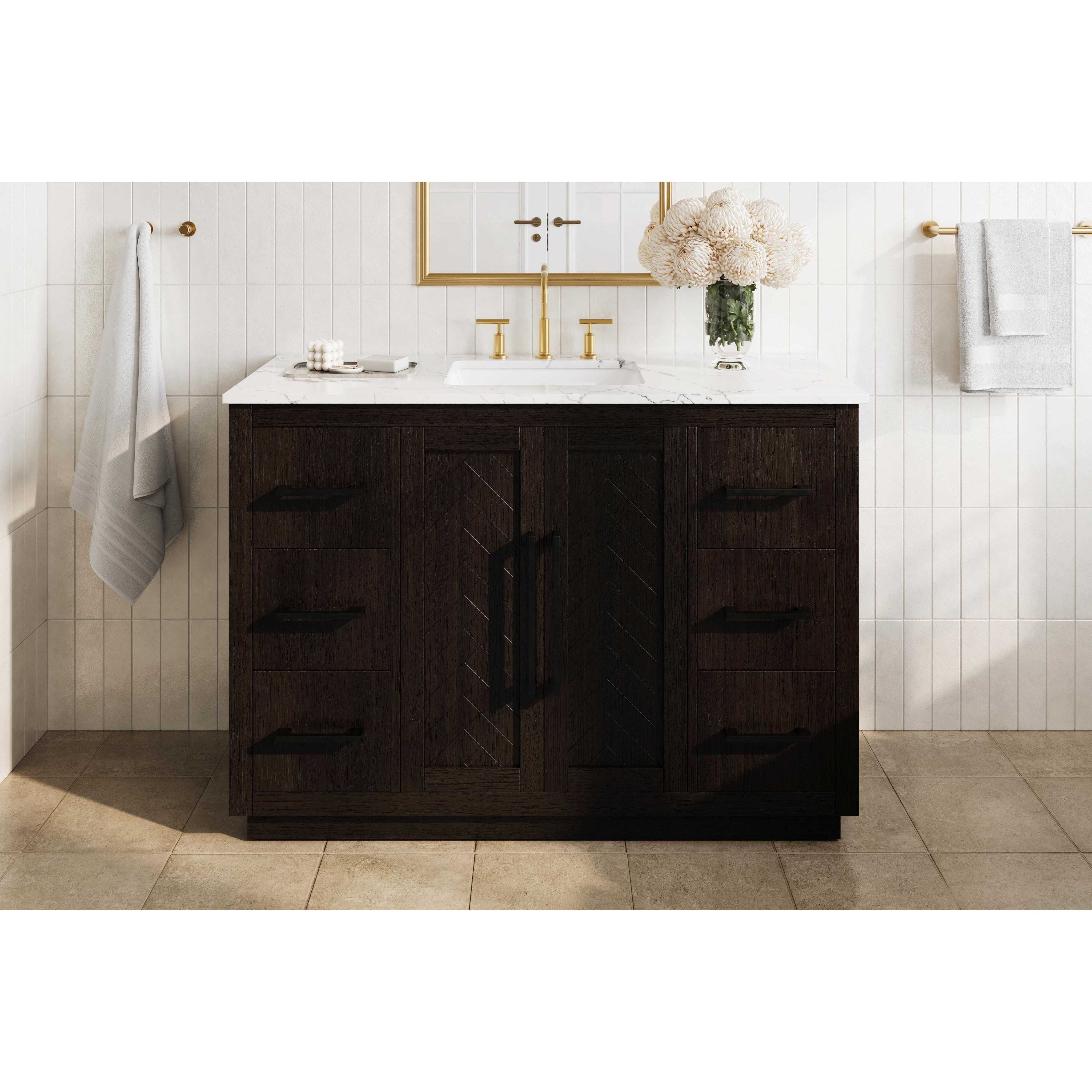 Chase 48 X 34 inch Chocolate Oak Bathroom Vanity Cabinet