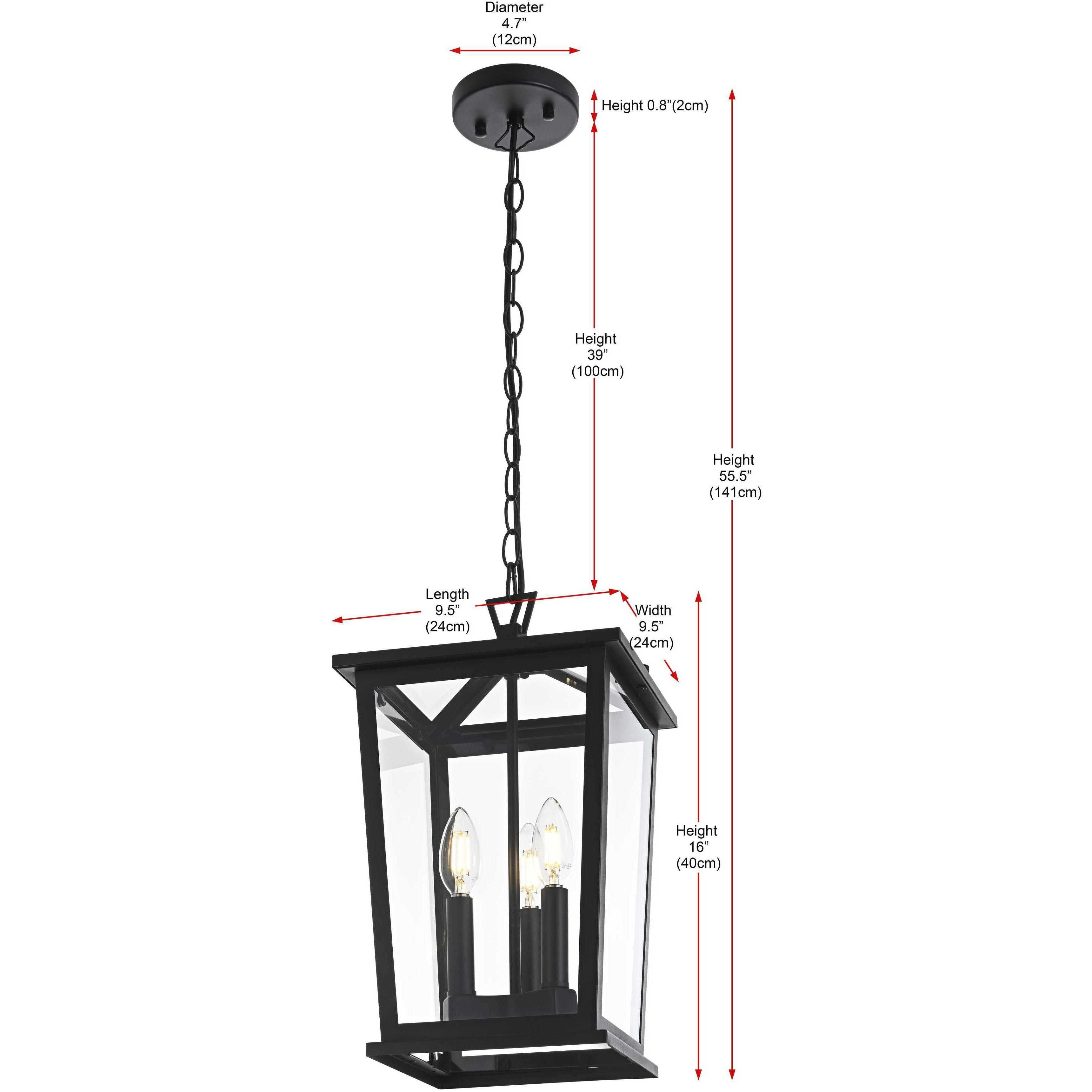 Cayman 3 Light 9.5 inch Black Outdoor Pendant