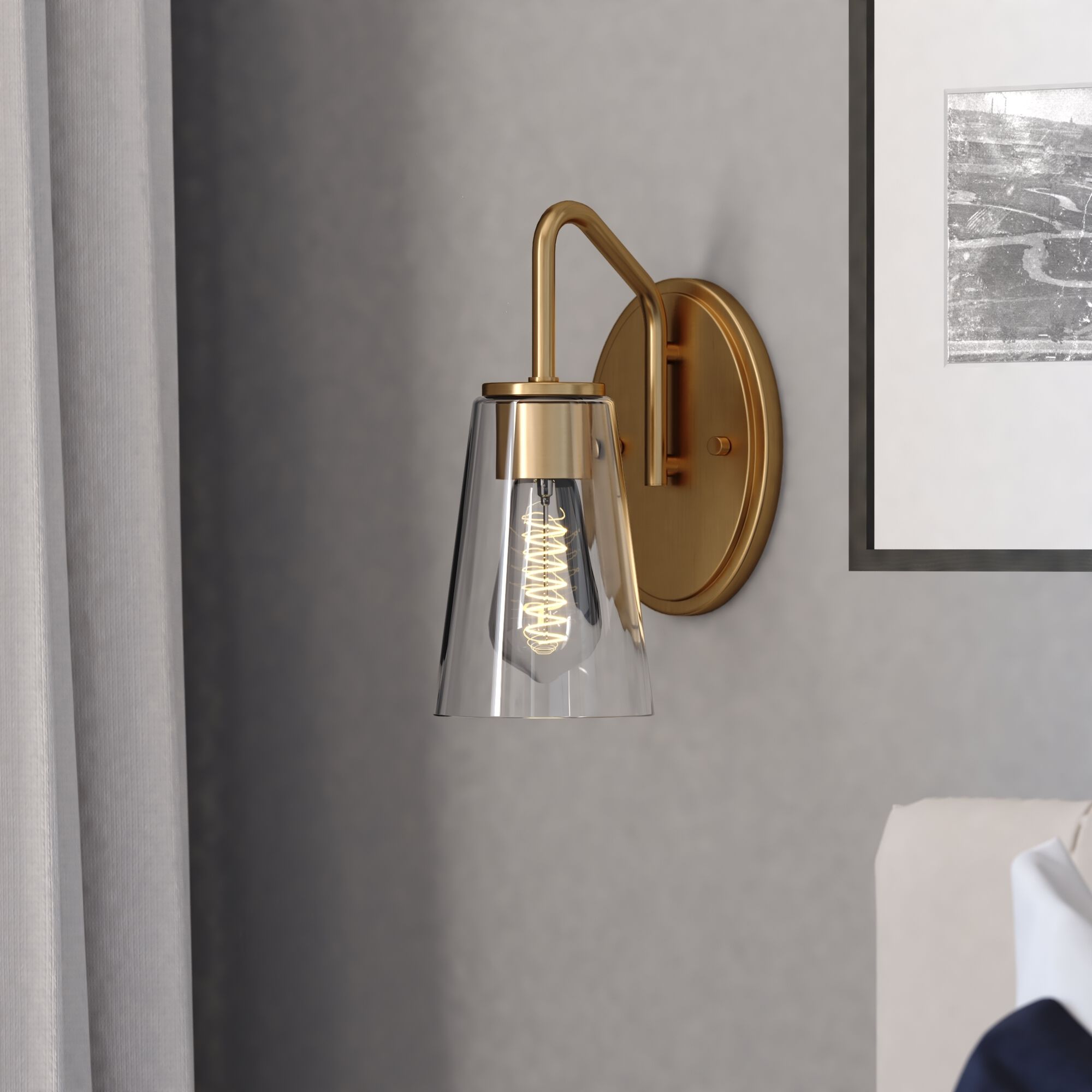 Beverly LED 7.75 inch Muted Brass Bathroom Light Wall Light in 1