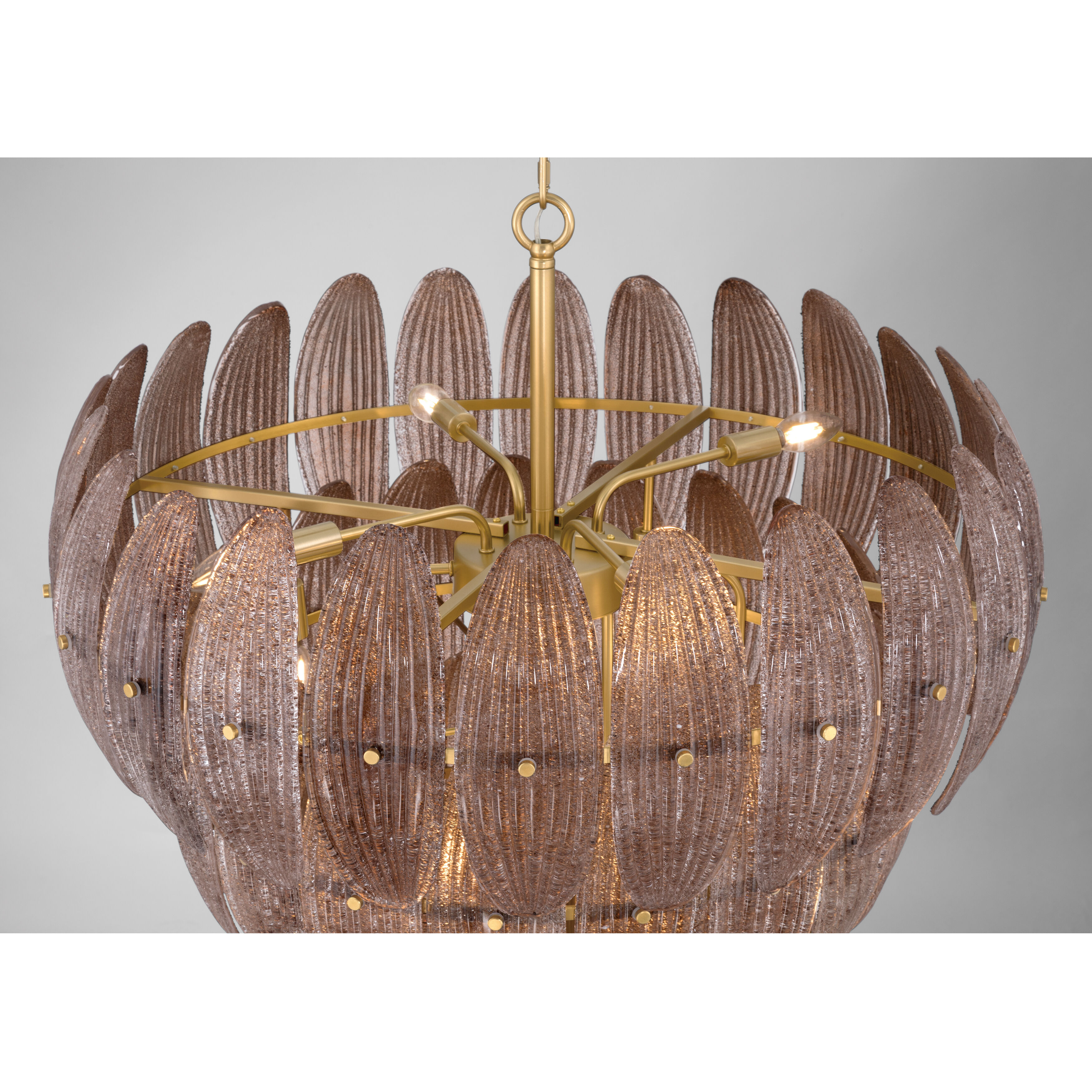 Marclaire 15 Light 32.75 inch Legacy Brass Pendant Ceiling Light in Brown Textured Handmade Glass