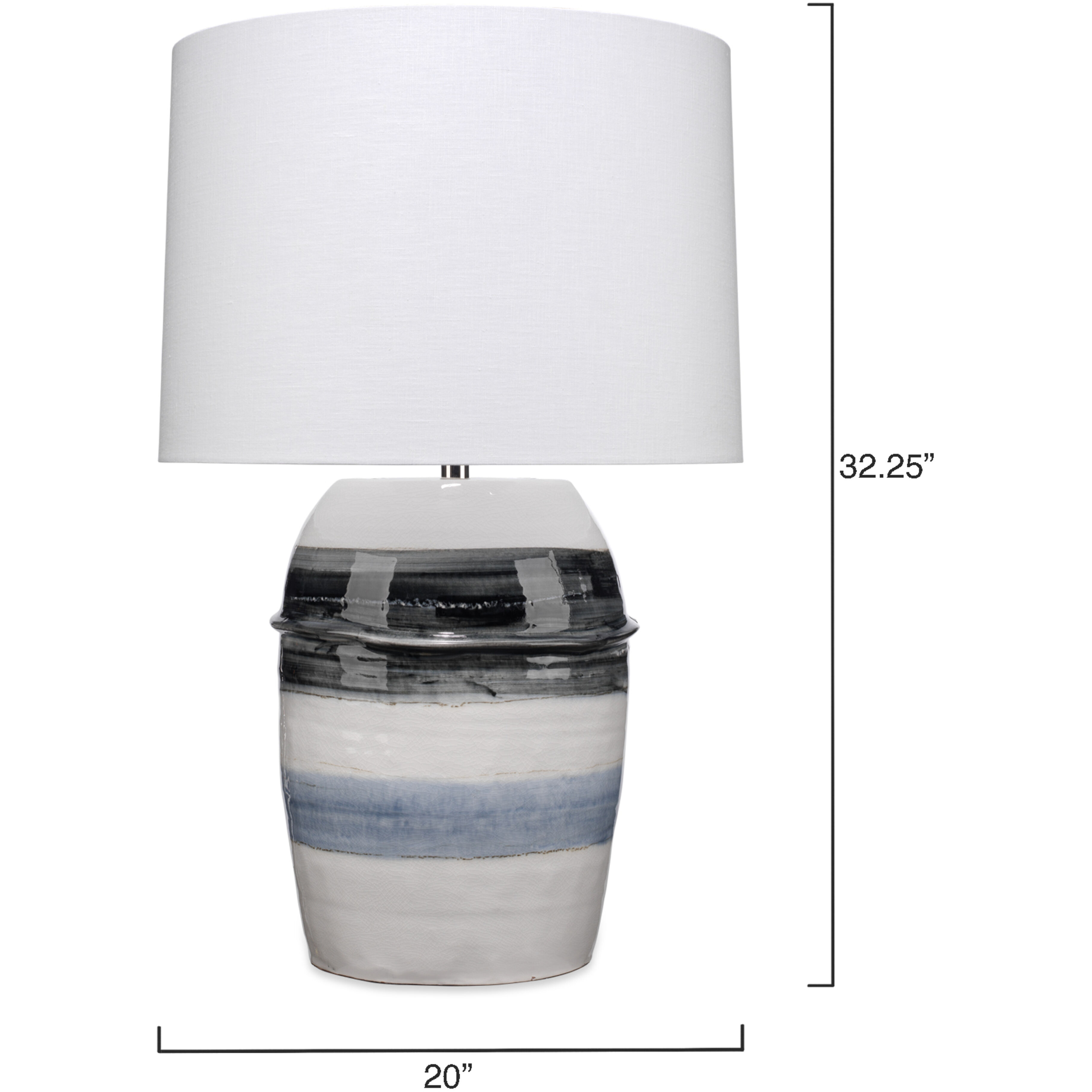 Horizon Striped 32.25 inch 150 watt Grey / Black / White Ceramic Table Lamp Portable Light