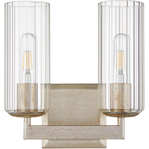 Merrick 2 Light 10 inch Aged Silver Leaf Vanity Light Wall Light