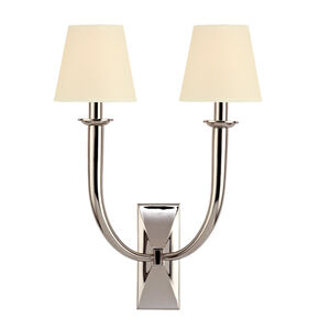 Vienna 2 Light 15 inch Polished Nickel Wall Sconce Wall Light in Eco Paper
