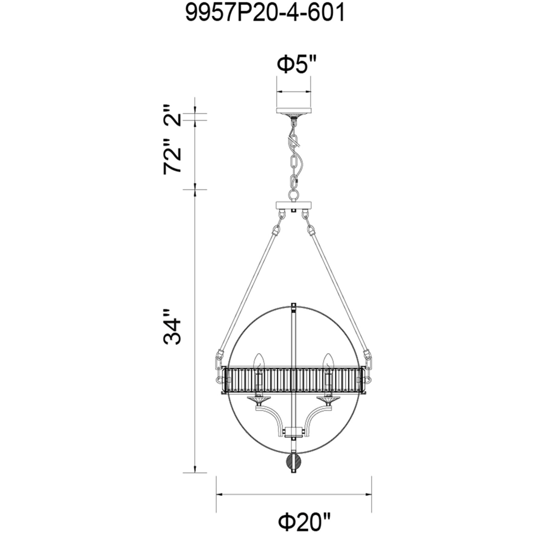 Arkansas 4 Light 20 inch Chrome Chandelier Ceiling Light