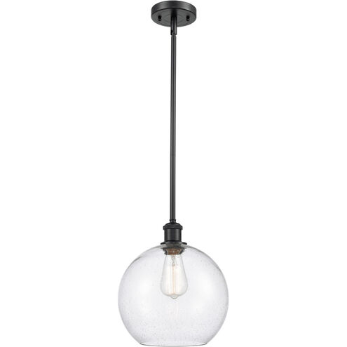 Ballston Large Athens 1 Light 10 inch Matte Black Pendant Ceiling Light in Seedy Glass, Ballston