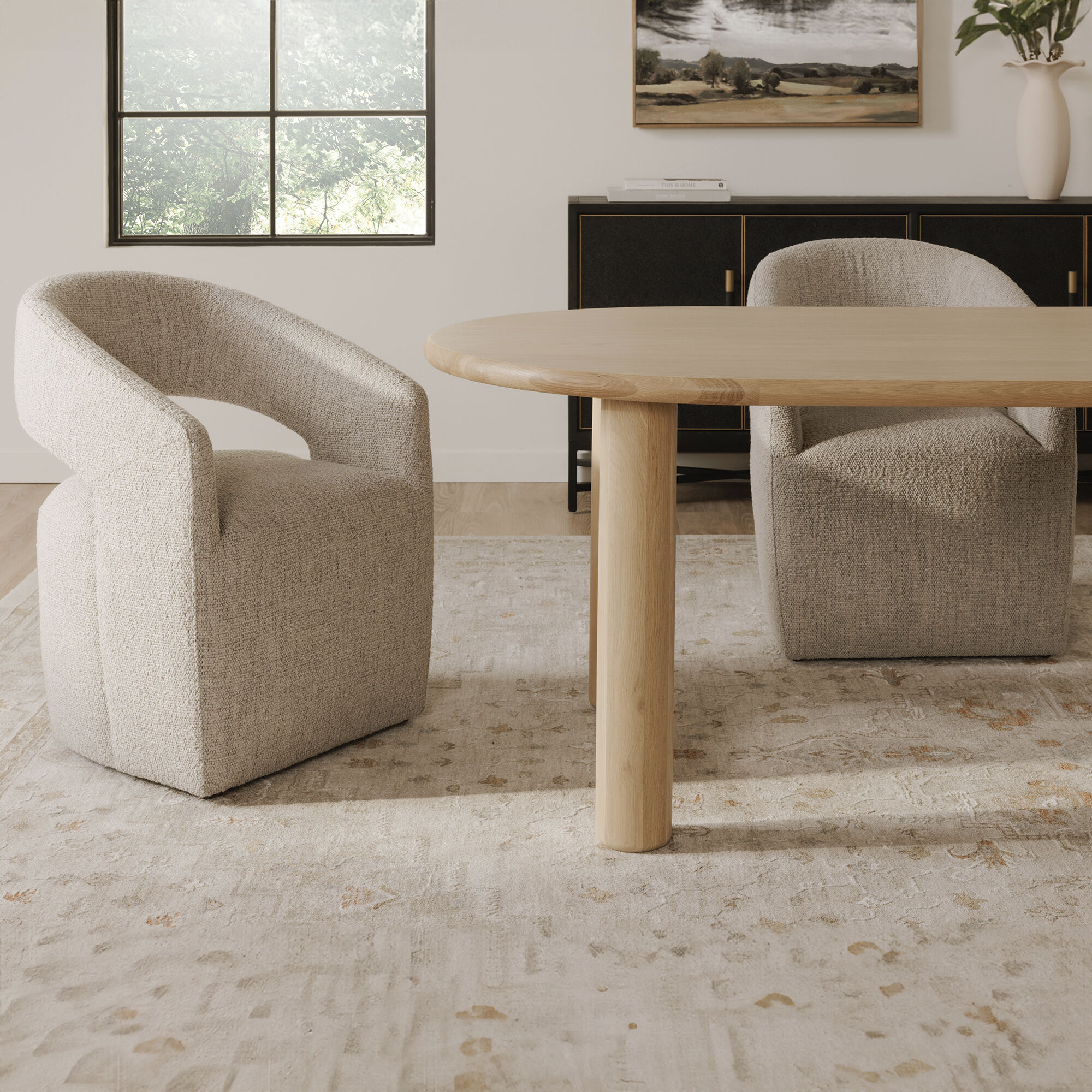 Barrow Grey Rolling Dining Chair in Taupe