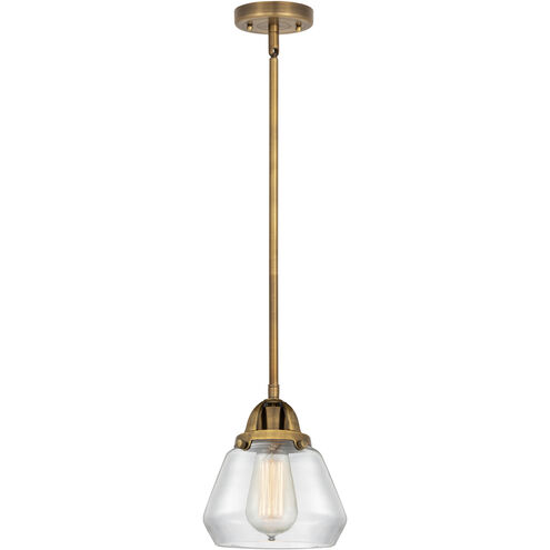 Nouveau 2 Fulton 1 Light 6.75 inch Brushed Brass Mini Pendant Ceiling Light in Incandescent, Clear