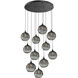 Terra 11 Light Matte Black Chandelier Ceiling Light, Round Multi-Port