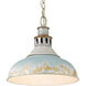 Kinsley 1 Light 14 inch Aged Galvanized Steel Pendant Ceiling Light in Teal, Large 