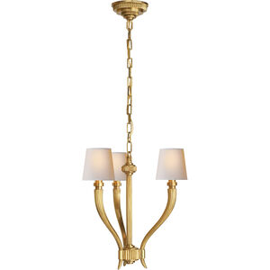 Chapman & Myers Ruhlmann 3 Light 17.5 inch Antique-Burnished Brass Chandelier Ceiling Light in Natural Paper, Small
