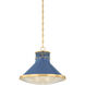 Highclere 1 Light 17.75 inch Aged Brass/Soft French Blue Pendant Ceiling Light