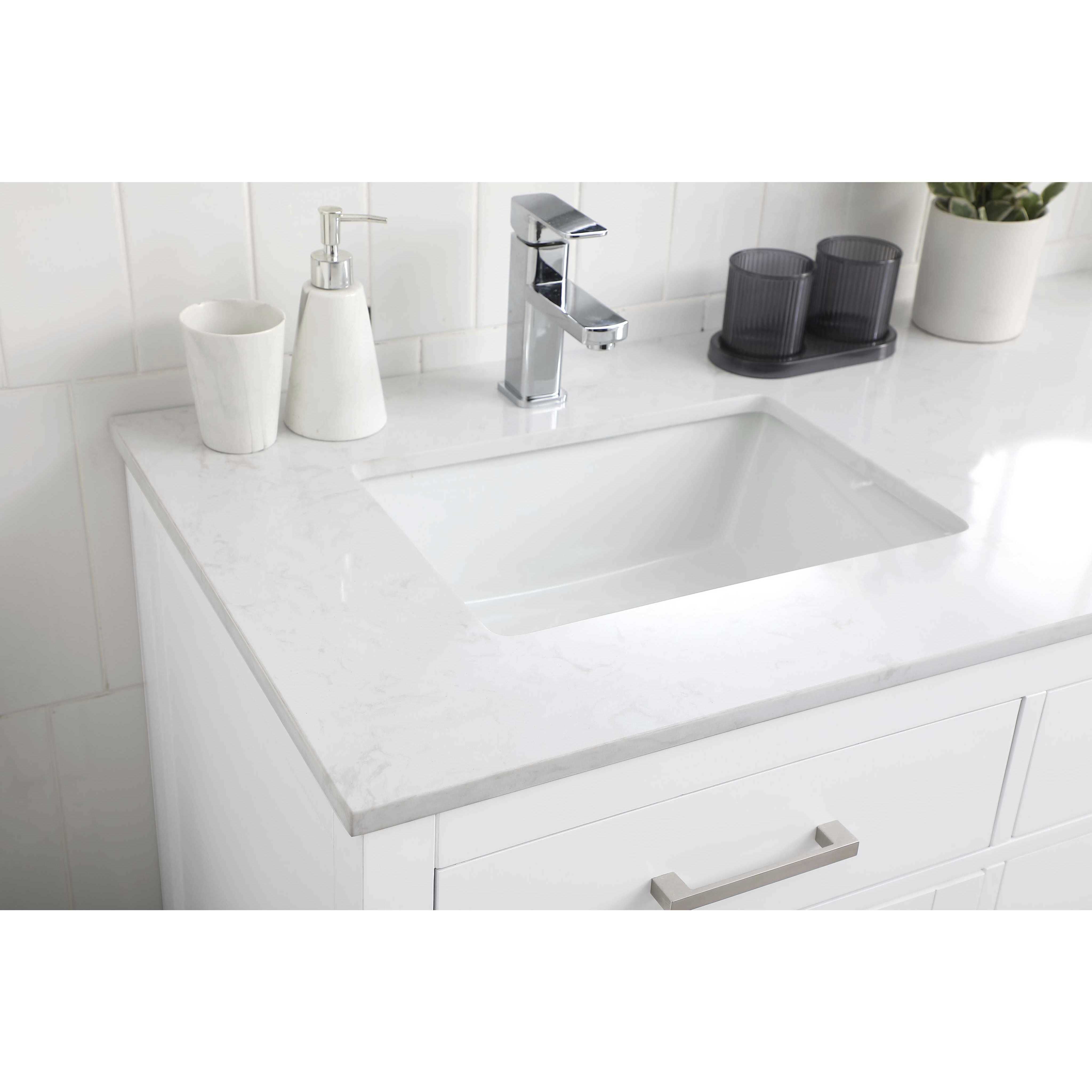Lewis 60 X 22 X 34 inch White Vanity Sink Set