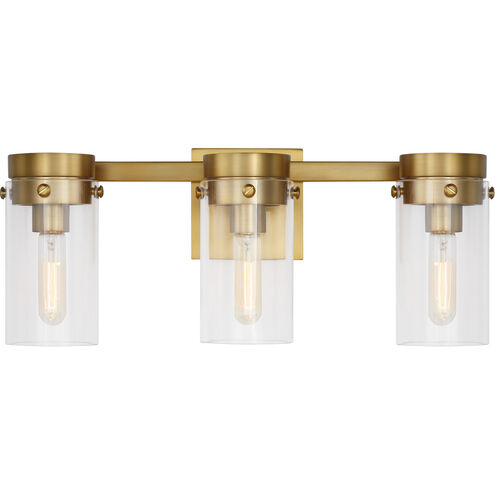 C&M by Chapman & Myers Garrett 3 Light 21.13 inch Burnished Brass Vanity Light Wall Light