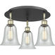 Hanover 3 Light 18 inch Black Antique Brass Flush Mount Ceiling Light in Fishnet