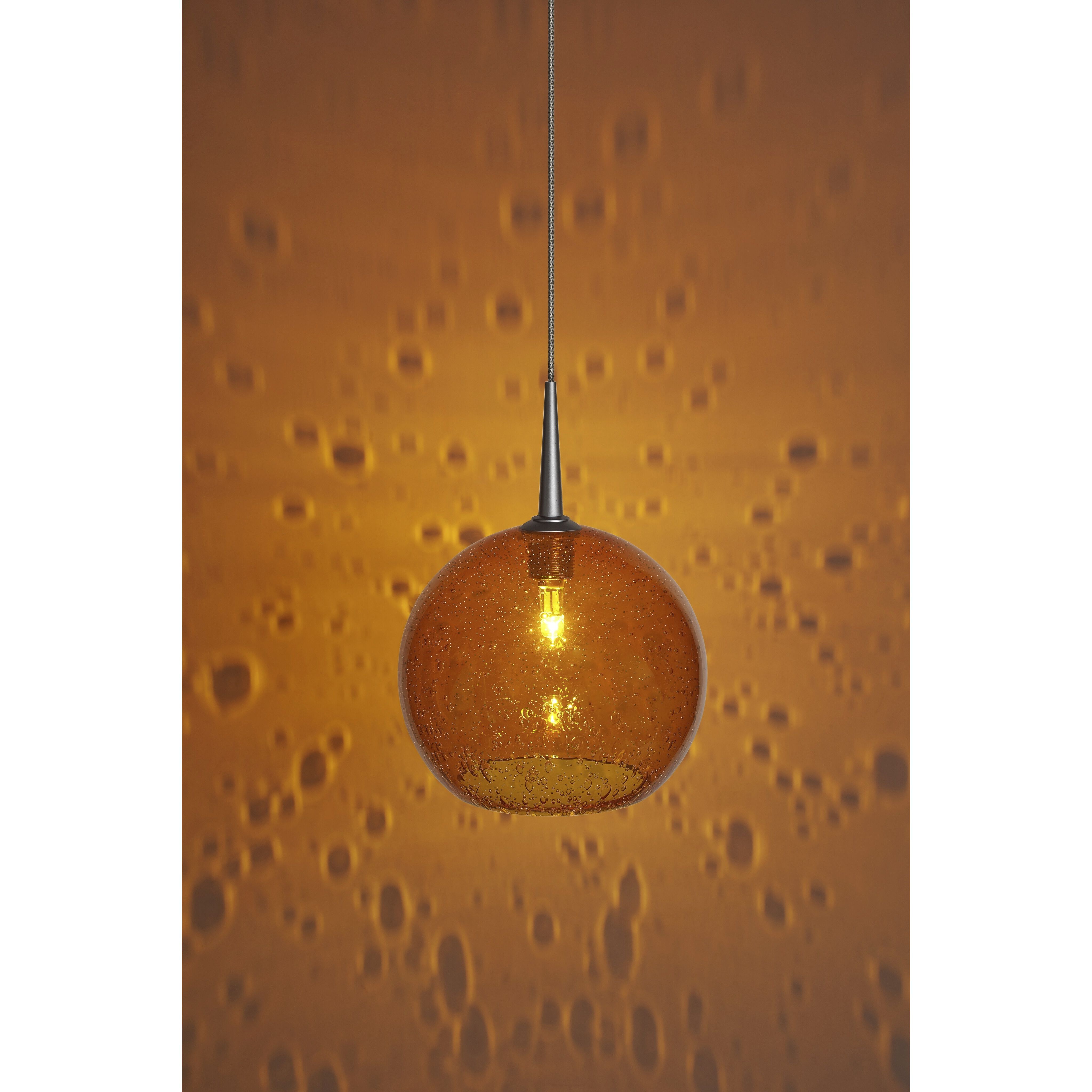 Bobo 1 Light 6 inch Matte Chrome Line Voltage Small Pendant Ceiling Light in Amber Glass