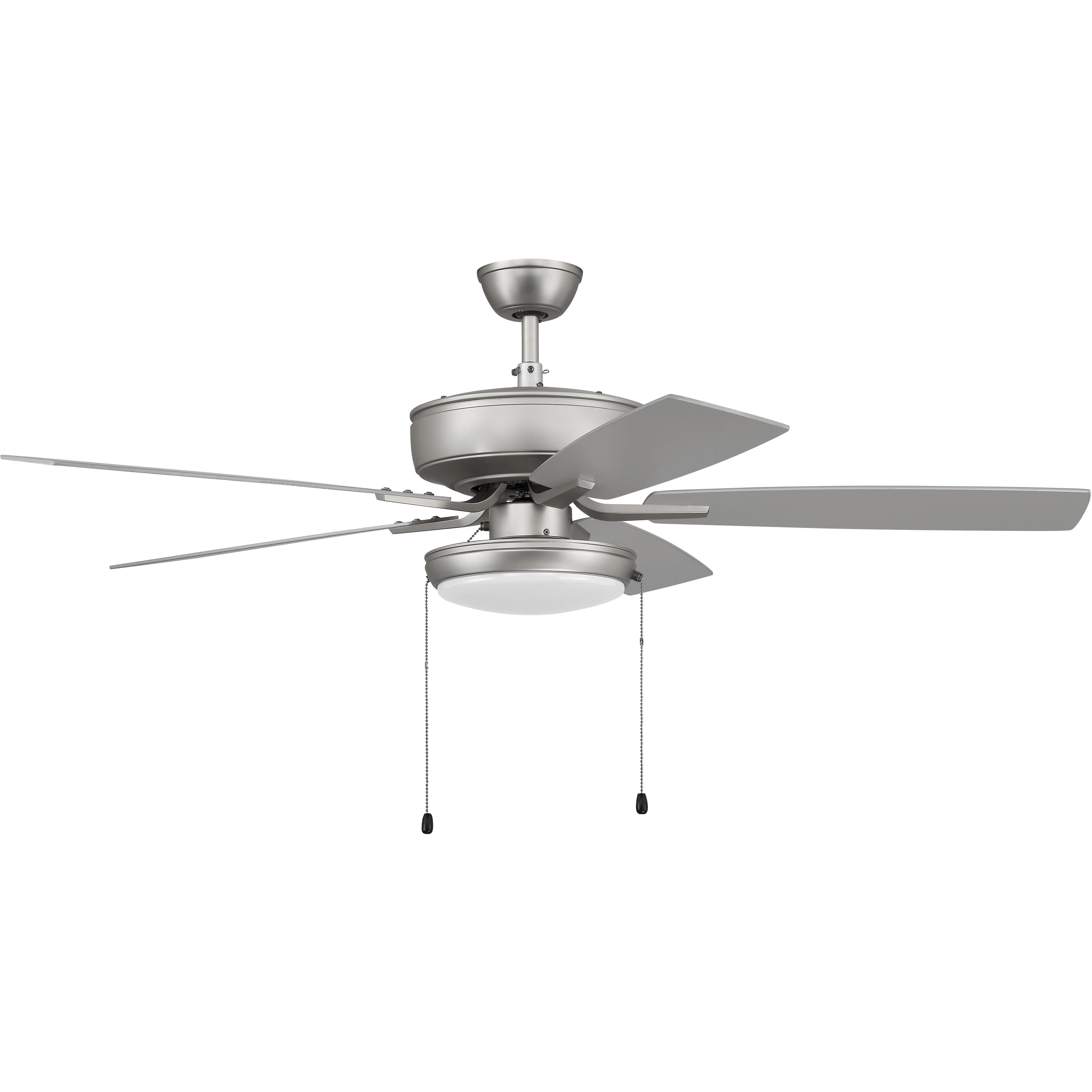 Pro Plus 119 52 inch Brushed Satin Nickel with Brushed Nickel/Greywood Blades Contractor Ceiling Fan, Pan