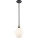 Ballston Cindyrella 1 Light 8 inch Black Antique Brass Mini Pendant Ceiling Light in Incandescent, Matte White Glass