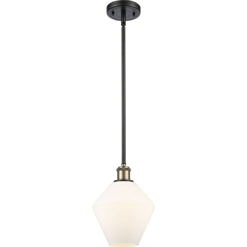 Ballston Cindyrella 1 Light 8 inch Black Antique Brass Mini Pendant Ceiling Light in Incandescent, Matte White Glass