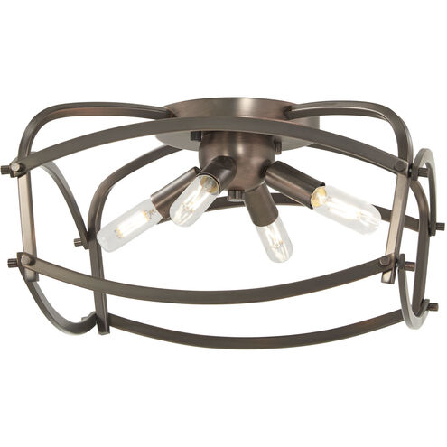 Jupiter's Canopy 4 Light 14 inch Polished Nickel Flush Mount Ceiling Light in Harvard Court Bronze