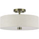 Monroe 3 Light 15 inch Antique Brass Semi Flush Mount Ceiling Light, Large