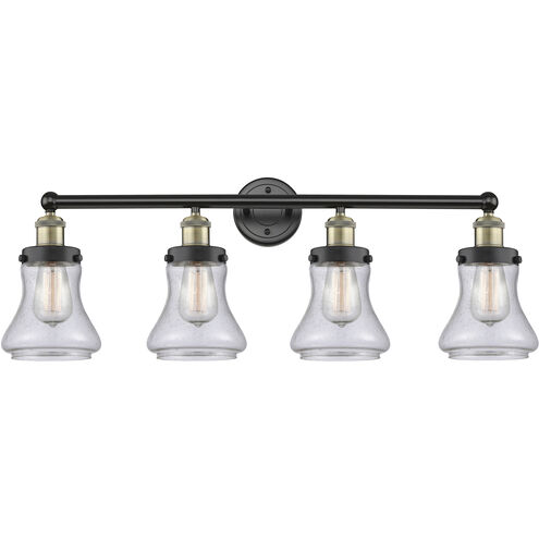 Bellmont 4 Light 33.5 inch Black Antique Brass Bath Vanity Light Wall Light in Seedy Glass