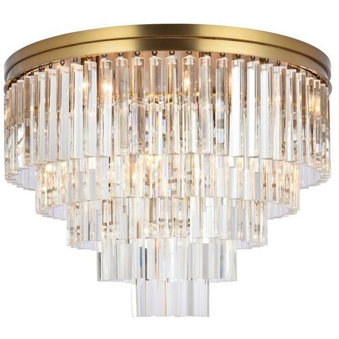 Sydney 17 Light 32 inch Satin Gold Flush Mount Ceiling Light in Clear