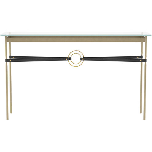 Equus 54 X 14 inch Soft Gold and Modern Brass Console Table in Leather Black, Soft Gold/Modern Brass