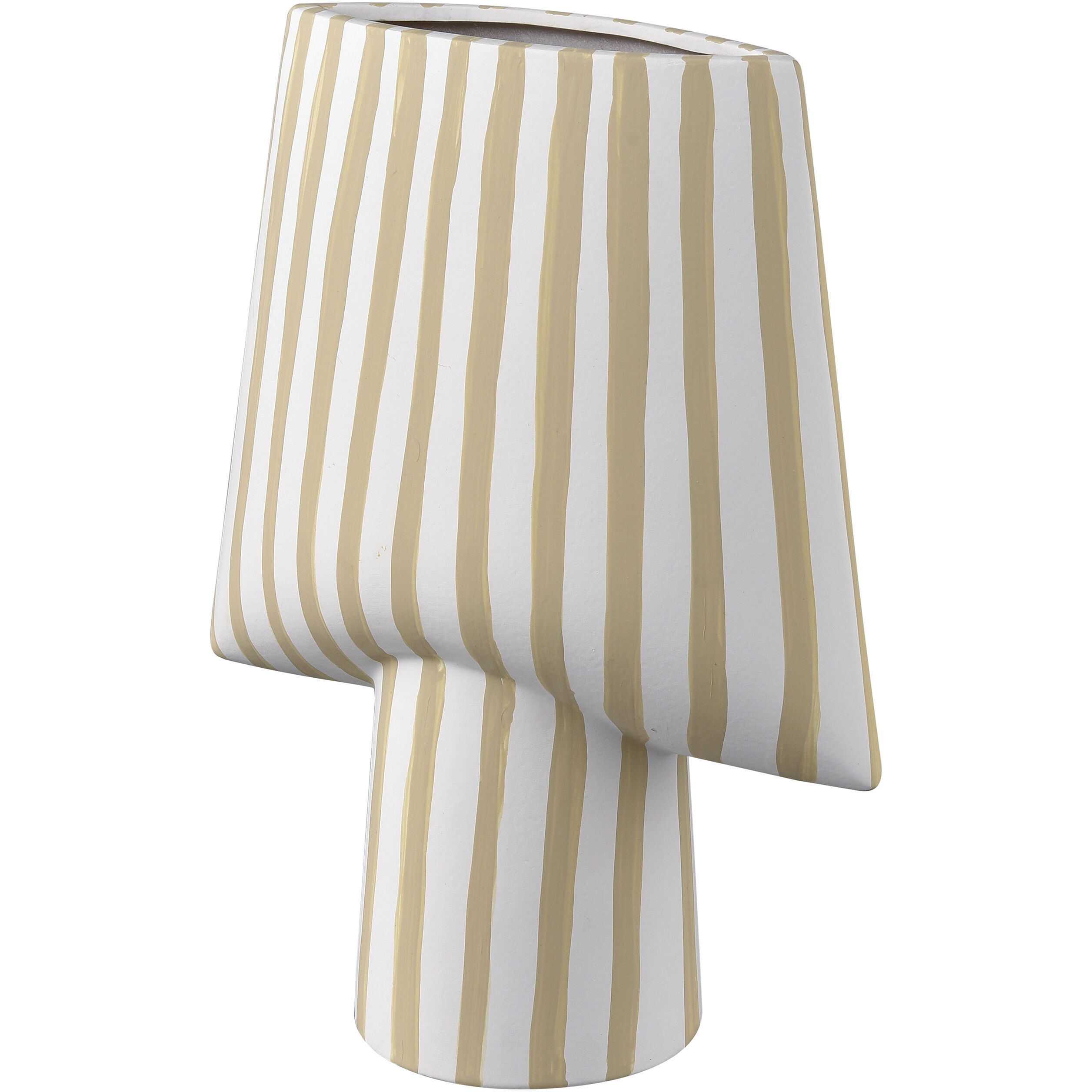 Hawking 12 X 9 inch Vase in White with Beige