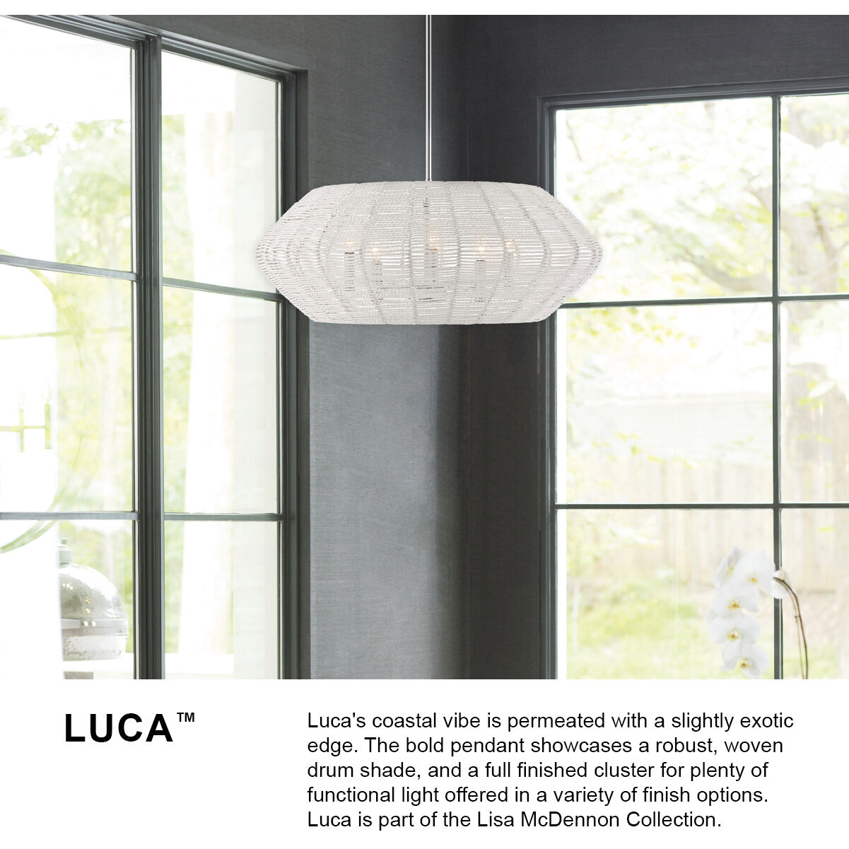 Lisa McDennon Luca 5 Light 28 inch Polished Chrome Indoor Chandelier Ceiling Light, Convertible to Semi-Flush