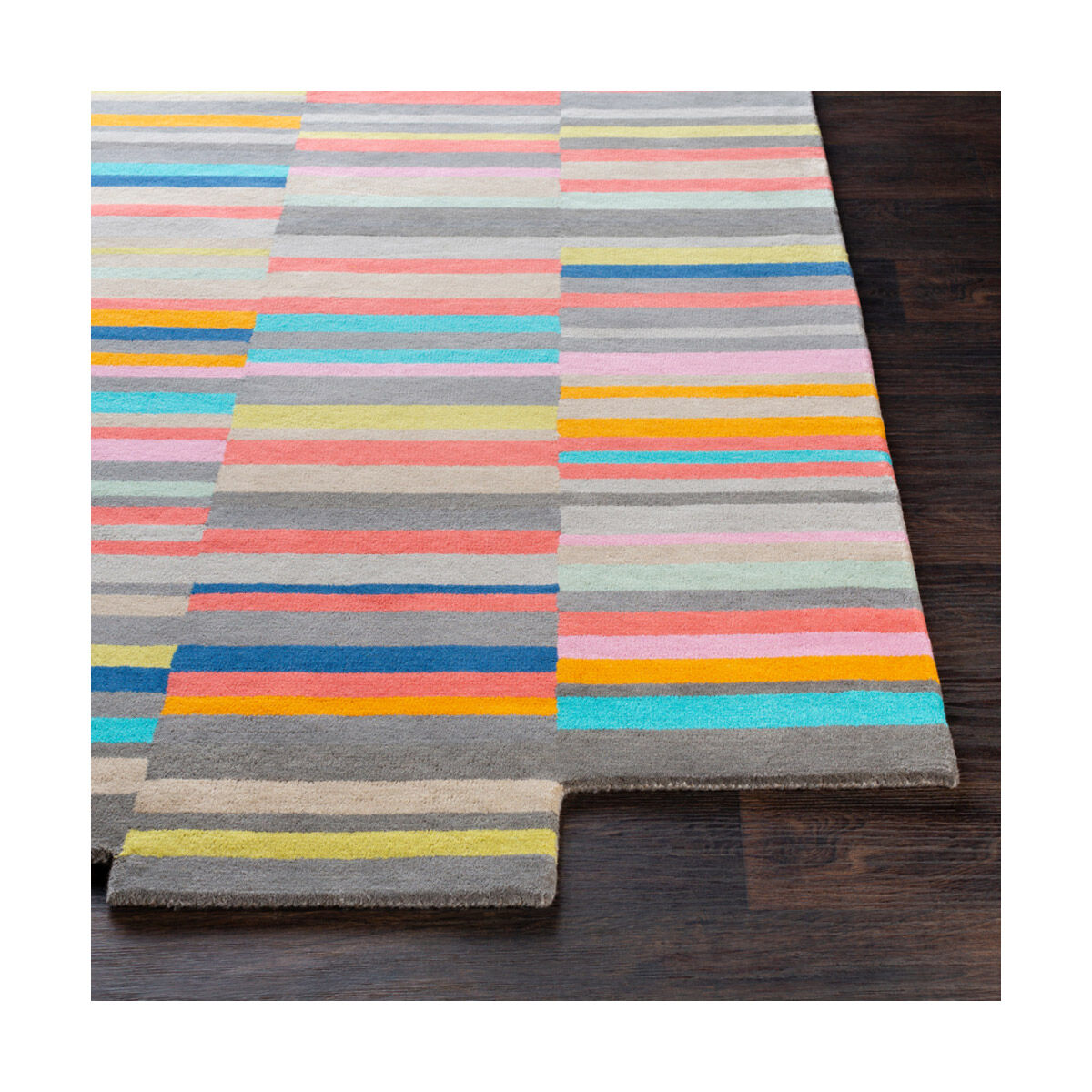 Beck 36 X 24 inch Coral/Bright Orange/Khaki/Medium Gray/Light Gray Rugs