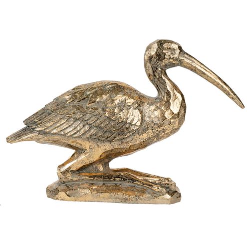 Kneeling Crane Antique Gold Figurine