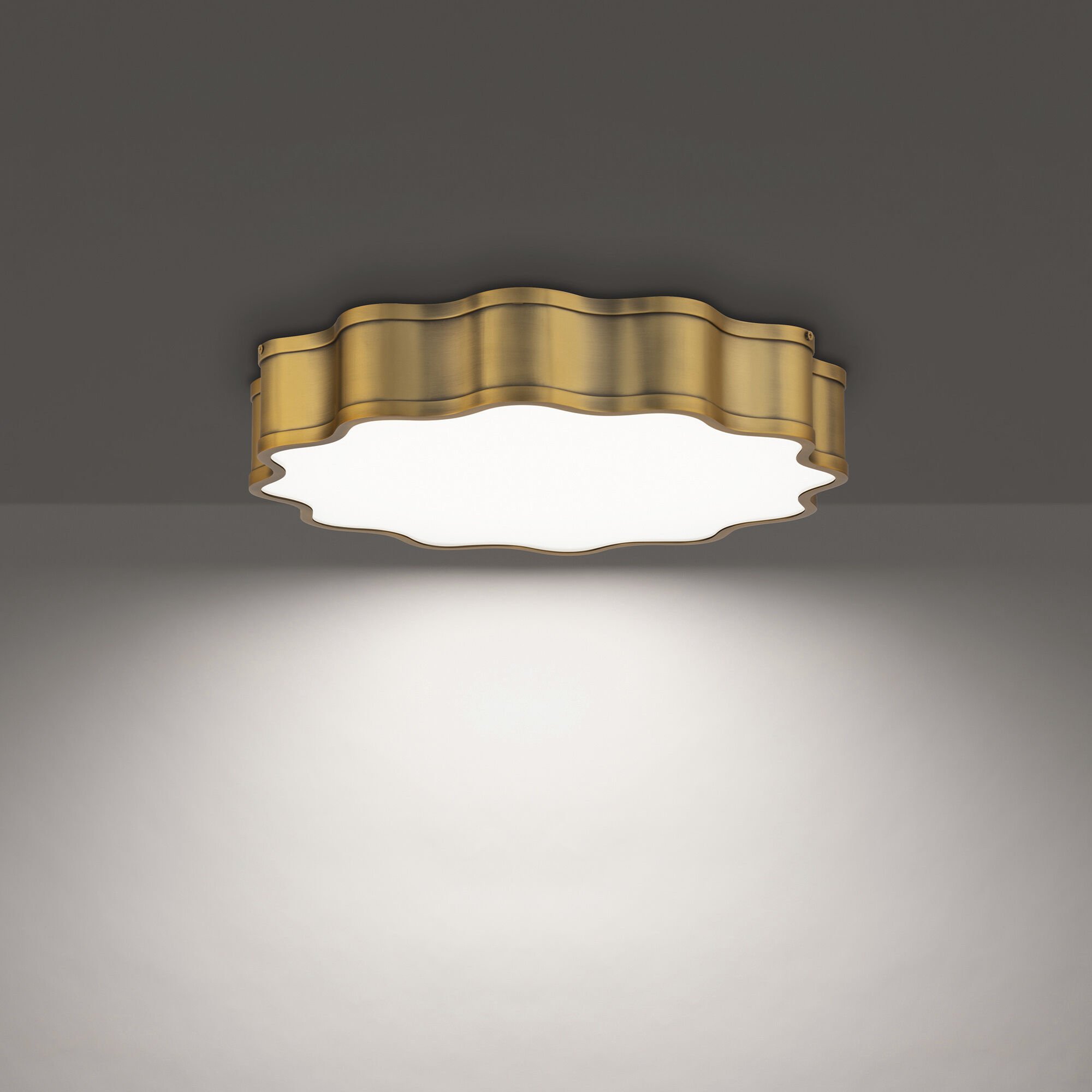 Vaughan LED 20 inch Aged Brass Flush Mount Ceiling Light, dweLED