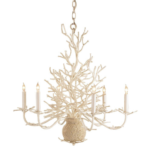Seaward 6 Light 29 inch White Coral/Natural Sand Chandelier Ceiling Light, Small