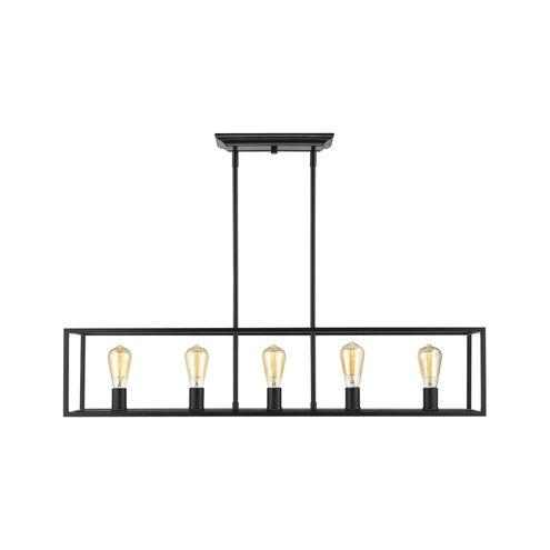 Wesson 5 Light 41 inch Matte Black Linear Pendant Ceiling Light