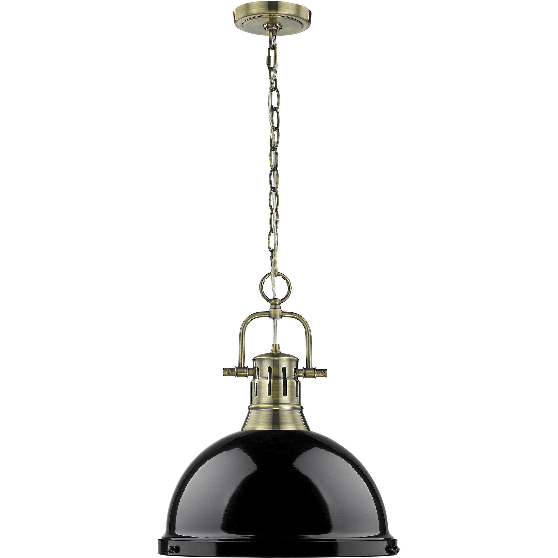 Yep Duncan 1 Light 14 inch Aged Brass Pendant Ceiling Light in Black