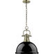 Yep Duncan 1 Light 14 inch Aged Brass Pendant Ceiling Light in Black