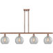 Ballston Athens LED 48 inch Antique Copper Island Light Ceiling Light in Clear Crackle Glass, Ballston