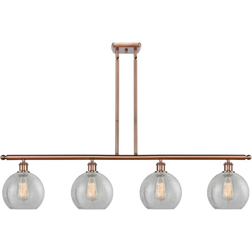 Ballston Athens LED 48 inch Antique Copper Island Light Ceiling Light in Clear Crackle Glass, Ballston