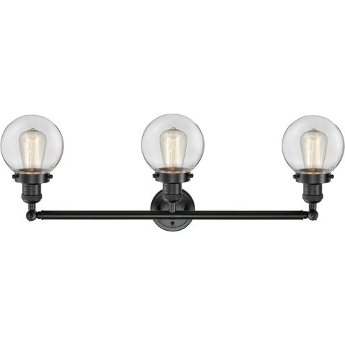 Franklin Restoration Beacon 3 Light 30 inch Oil Rubbed Bronze Bath Vanity Light Wall Light in Clear Glass, Franklin Restoration
